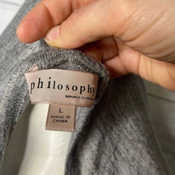 Philosophy long sleeve grey gray top size large - Picture 5 of 6